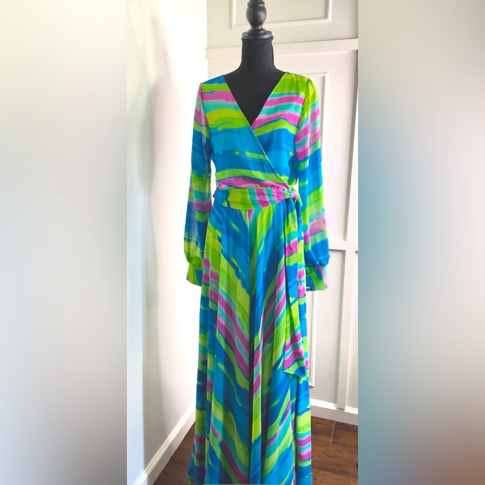 Chiffon Striped Maxi Dress - NWOT Size Small